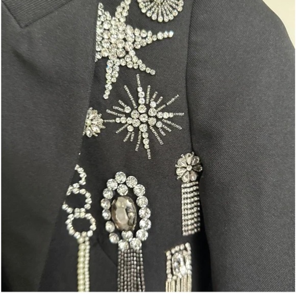 NWT L’agence Chamberlain Black Twill blazer with rhinestone detail, sz 2 - Picture 5 of 8